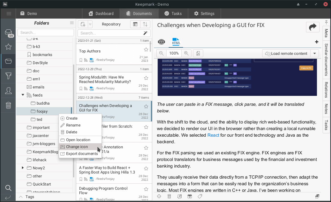 Organize documents in folders